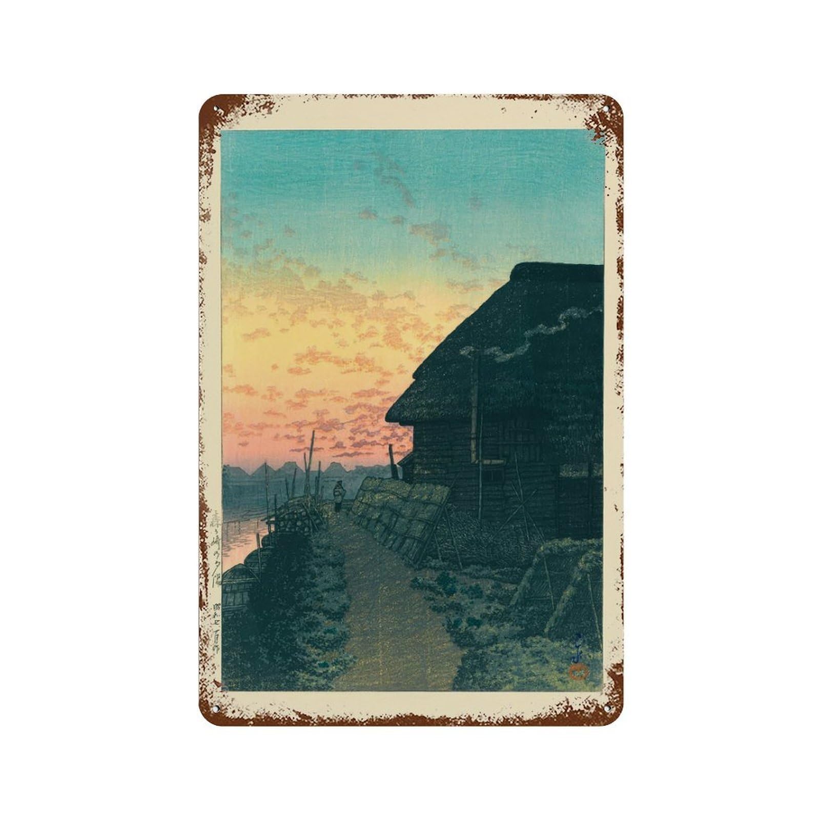 xiaoxiaoshen Kawase Hasui Japanese Sunset Wall Decor Art Metal Tin Poster Modern Home Decor Art Home Bar Shop Decorations Vintage Sign 30x20cm