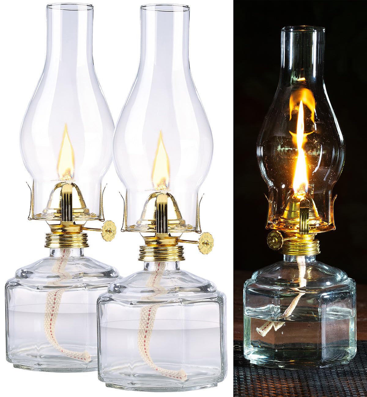 2 lampes à pétrole tempêtes rétro - 28 cm [Lunartec]