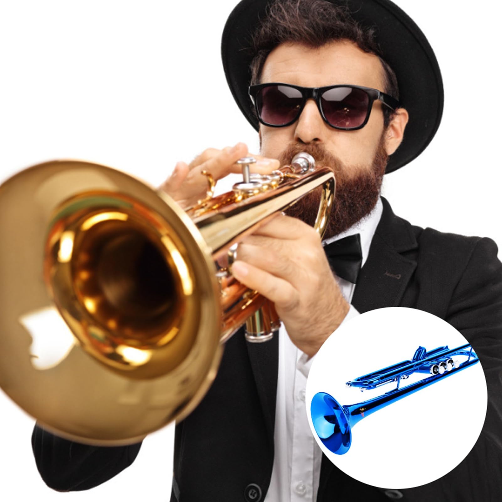Set di Strumenti a Vento della Musica in Ottone Trumpet Suona Senza Intoppi di Alta qualità per il Musicista Principiante Rosso (Blu)