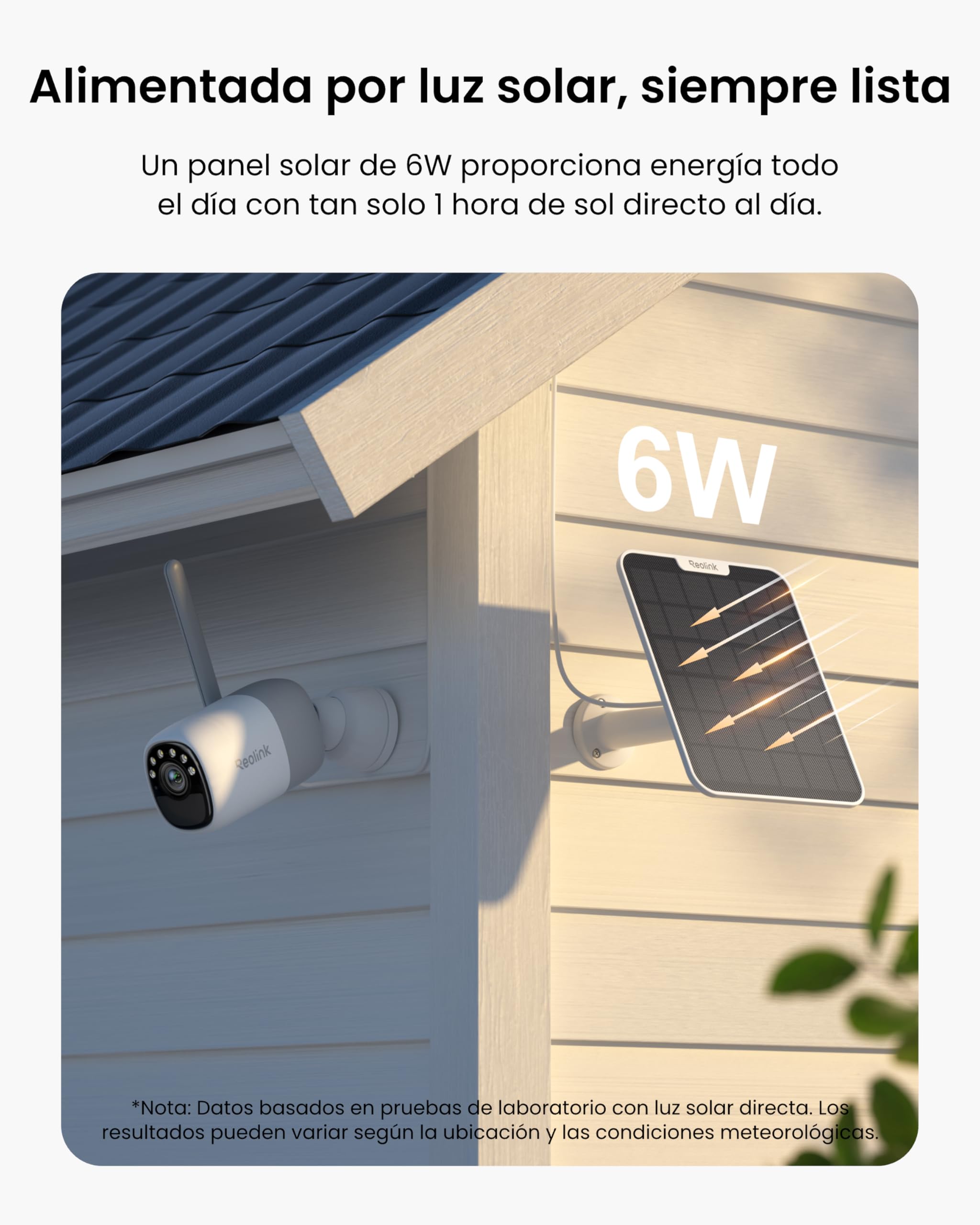 Reolink Altas, 2K Cámaras de Vigilancia Exterior Solar, Batería 20,000 mAh | Pre-Grabación, Visión Nocturna ColorX, 2,4/5GHz WiFi 6, Detección de Personas/Vehículos/Animales con IA, Panel solar de 6 W