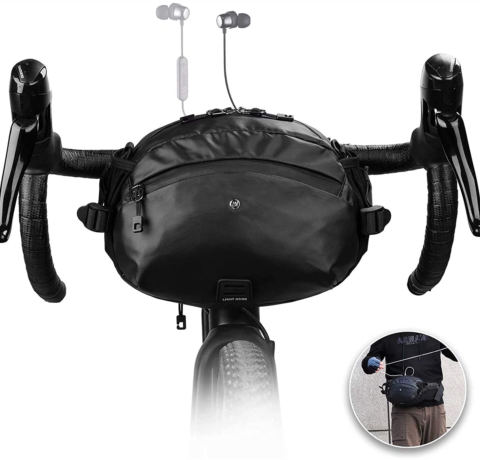 Wielofunkcyjna torba na pasek do jazdy na przyczep przedni torba torba na głowę drogowa Narzędzia i sprzęt do rowerów górskich (Color : Black)