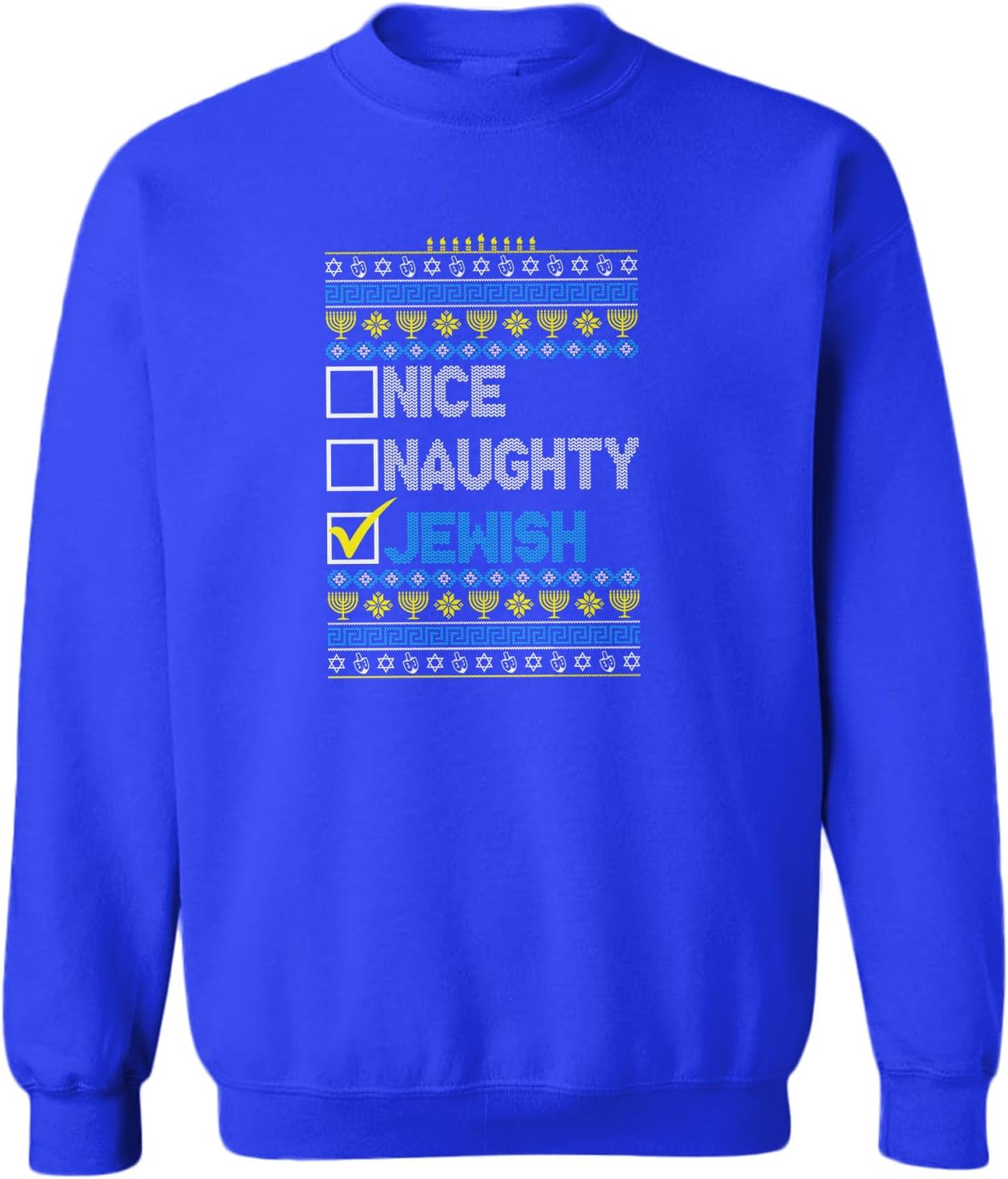 Haase Unlimited Nice Naughty Jewish Hanukkah Funny Ugly Toddler Fleece Crewneck Sweater