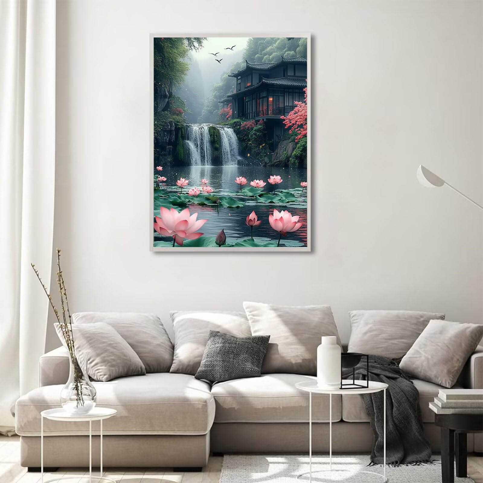 Diamond Painting Erwachsene Japanischer Stil 5D Diamond Painting Landschaft Muster DIY Set Erwachsene Anfänger Vollbohrer Diamanten Malerei Bastelset für Zimmer Wand Deko Schlafzimmer 60x80cm,Model731