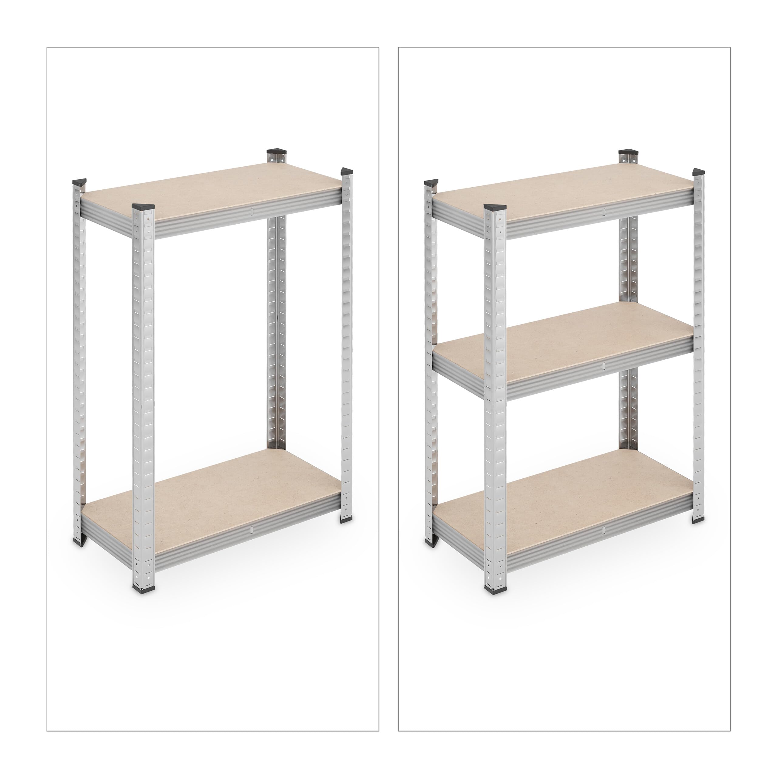 Relaxdays Schwerlastregal 2er Set, HxBxT: 180x60x30 cm, Stahl, Silber