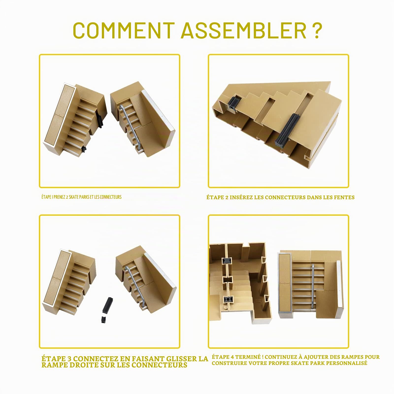Kit de Skate Parc pour Skateboard, Rampe de Doigt, kit d'entraînement avec 3 Doigts, Outil de Rechange pour vélo à 2 Doigts