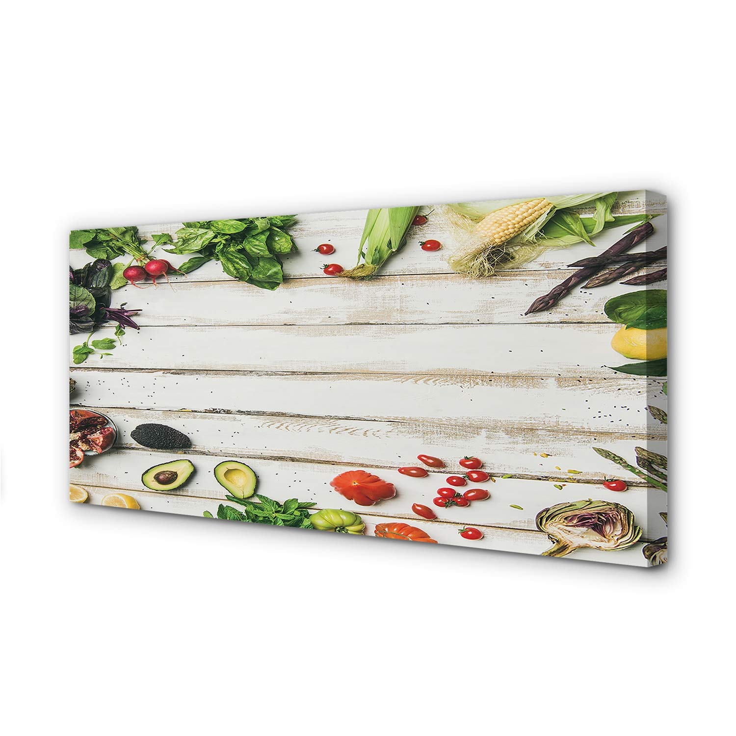 Tableau décoration légumes 140x70 impression sur toile premium photo avocat et épinards