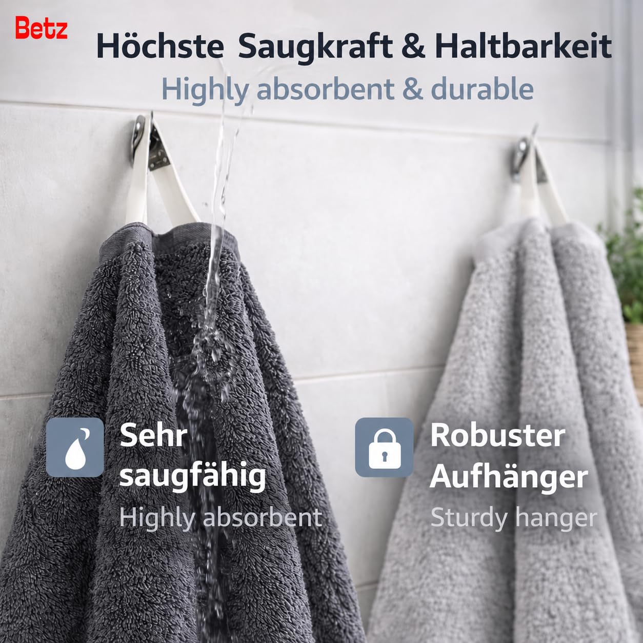Betz set di 10 asciugamani Premium 100% cotone 2 teli doccia 4 asciugamani 2 asciugamani per ospiti 2 guanti da bagno colore antracide e grigio argento