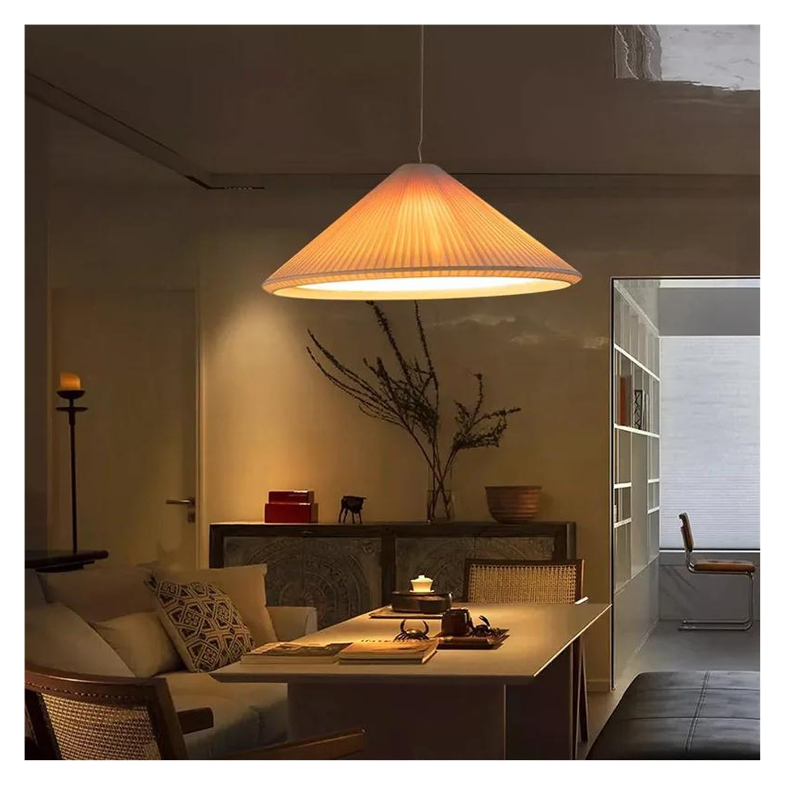 Lampe suspendue tissu nordique lustre chambre salon éclairage D60cm