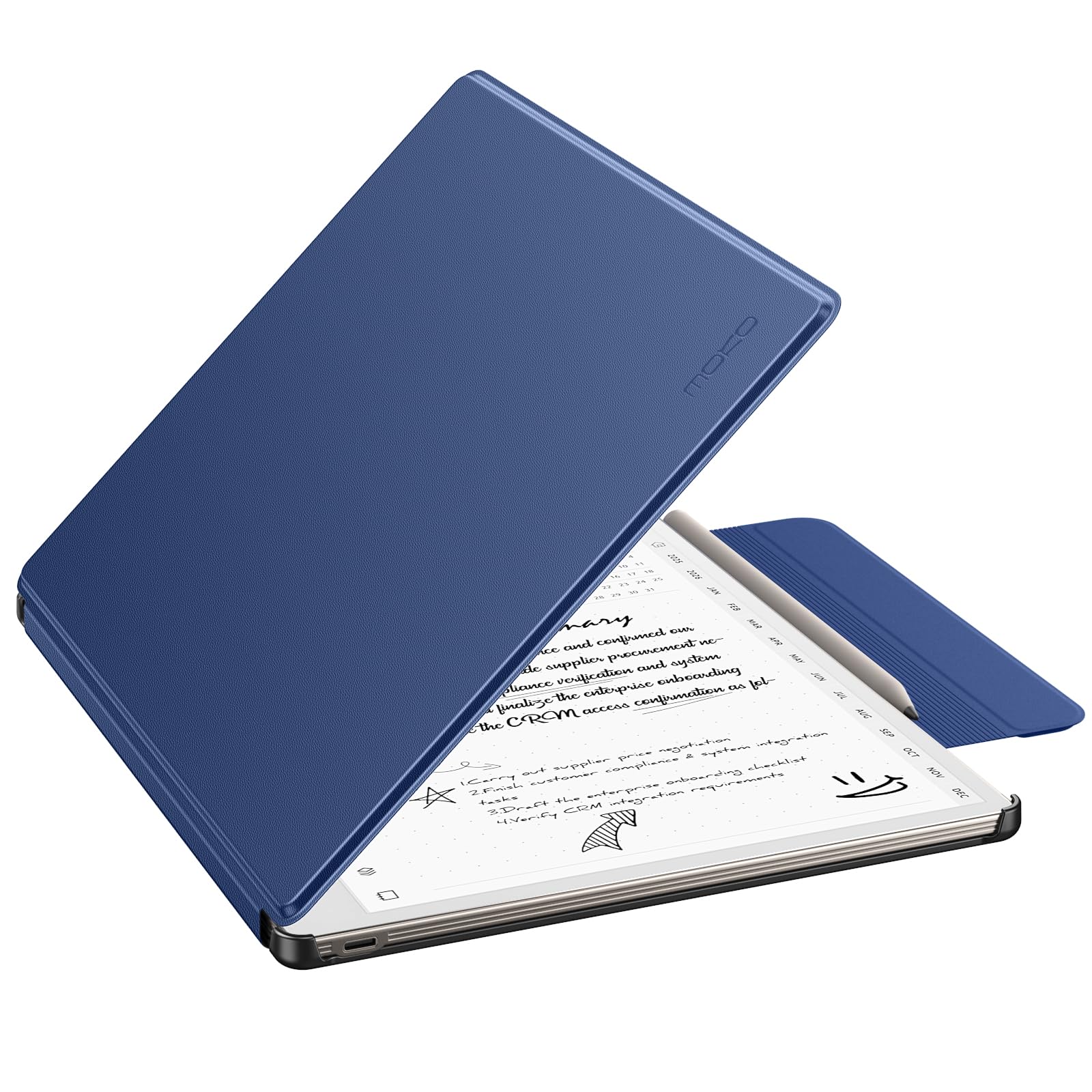 MoKo Case for Remarkable Paper Pure 10.3" 2026 with Pen Holder, Navy Blue