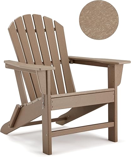 Silla Adirondack plegable  Madera de polietileno de polietileno de alta densidad duradera resistente a todo tipo de clima, plegable de gran tamaño