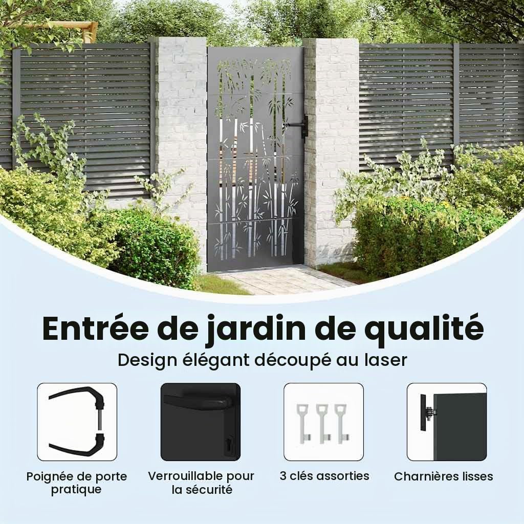 vidaXL Porte de Jardin 85 x 175 cm Noir Verrouillable