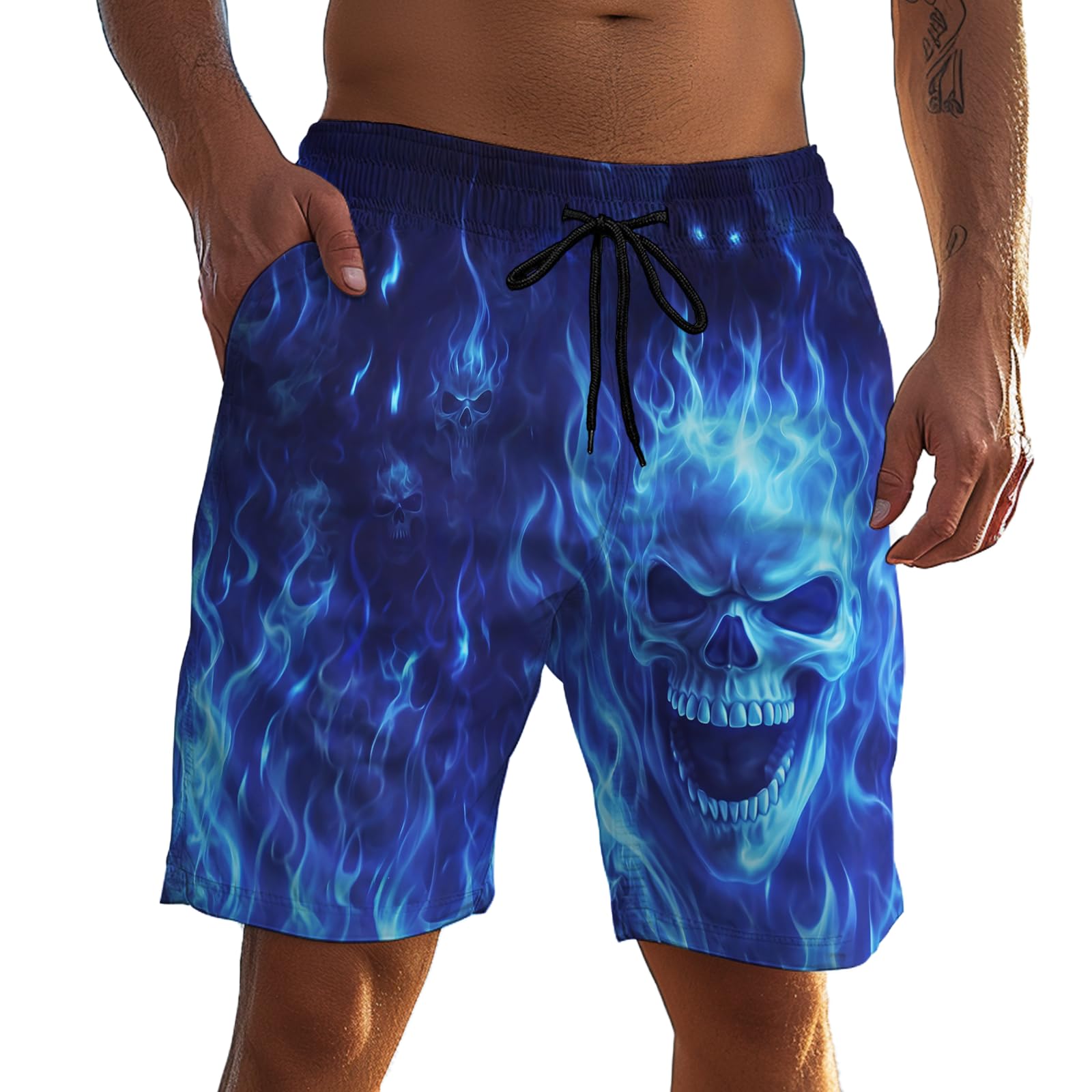 tengboky Men's Funny Cat Riding Unicorn with Gun Swim Trunks Boardshort Beach Shorts-picture-11