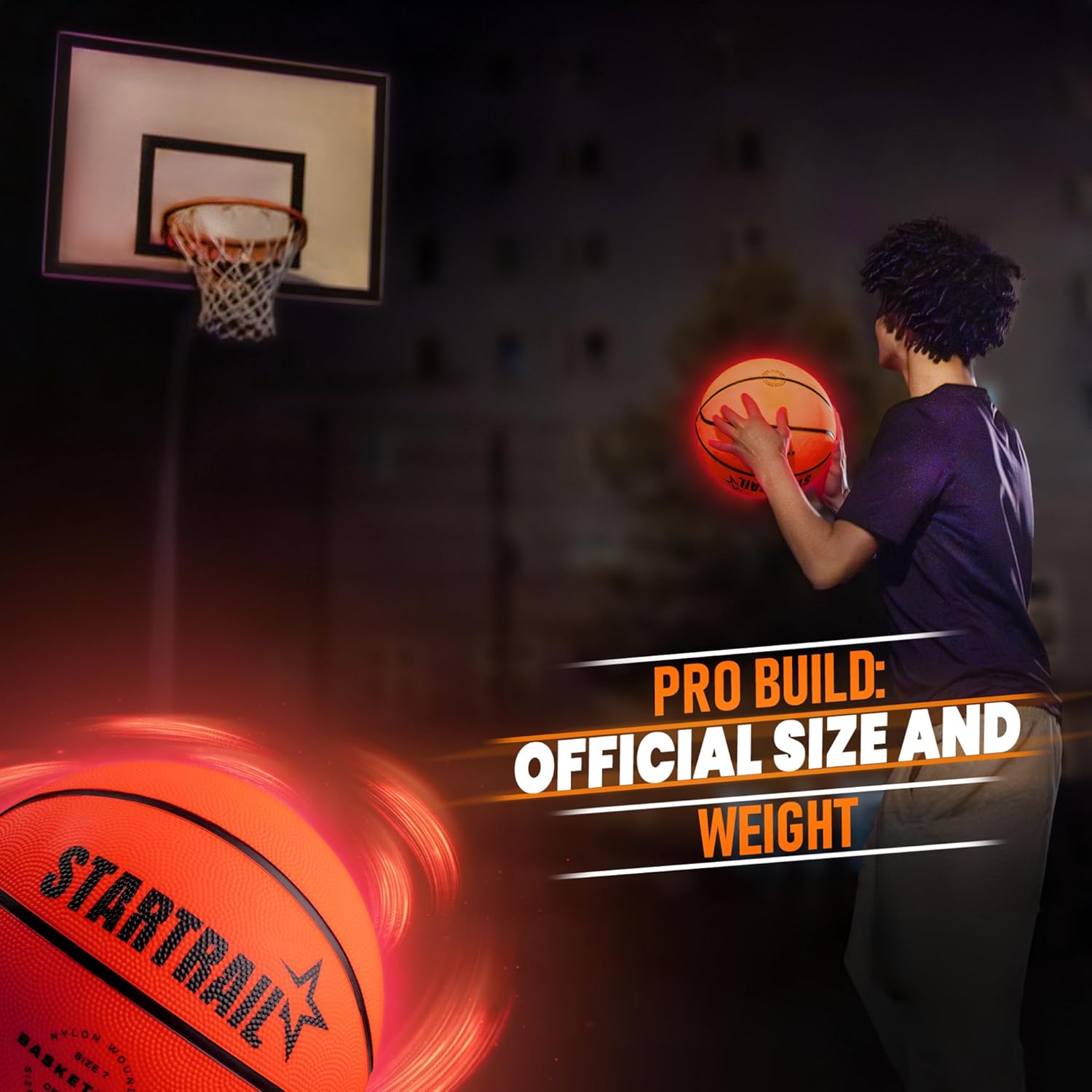 TOMLEON Light Up Basketball | Glow in The Dark Basketball | LED Basketball Size 7 | Glowing Basketball Ball | Lighted Basketball | Coolest Things for Boys & Girls | Toys for 10 Year Old Kids - Image 8