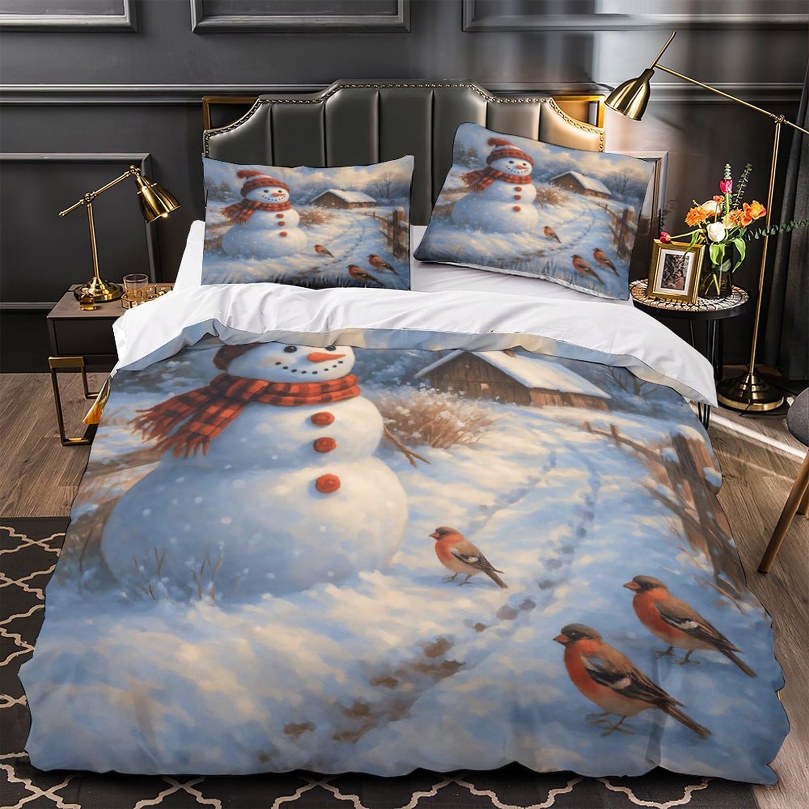 Housse de couette Noël pour couple lit King ambiance hivernale