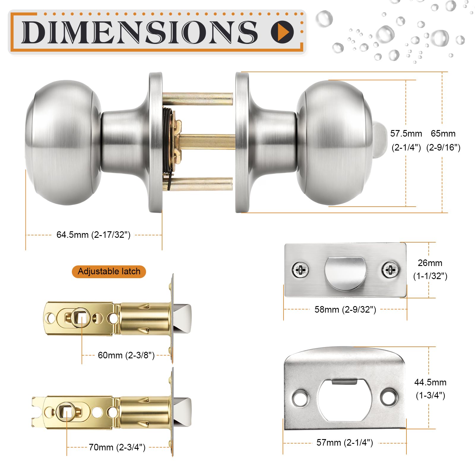 Brushed Nickel Door Knobs - 10 Pack for Privacy -8