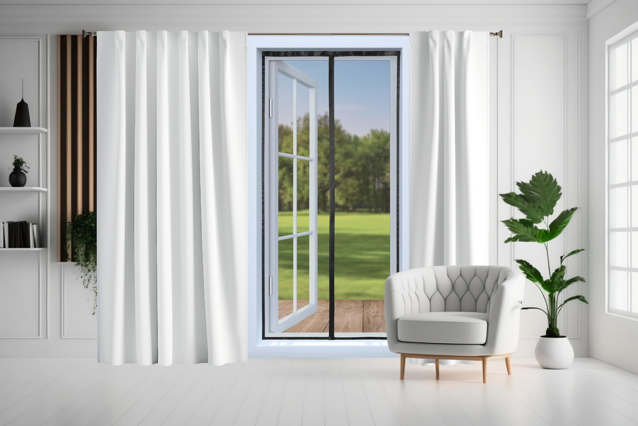 EASYmaxx Insect Protect zasłona chroniąca przed owadami, z taśmami magnetycznymi XXL, moskitiera na drzwi balkonowe, ochrona przed owadami, zasłona magnetyczna, 100 x 210 cm