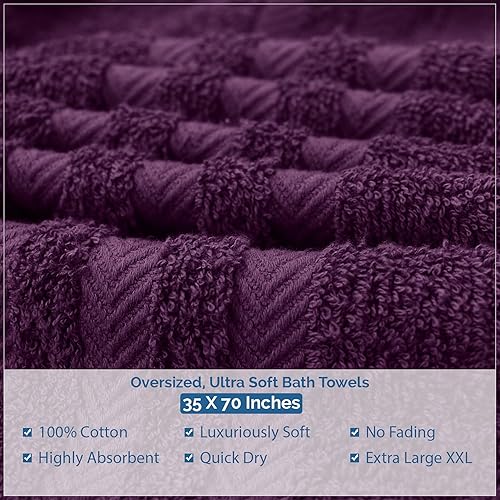 Miniatura 8 de DAN RIVER Juego de 2 toallas de baño 100 % algodón, toallas de baño suaves, toallas de baño de gran tamaño, toallas de baño de secado rápido,
