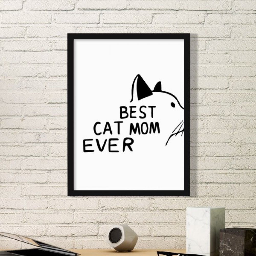 Cadre photo rectangle en bois noir avec citation Le Meilleur Chat Maman jamais DIYthinker