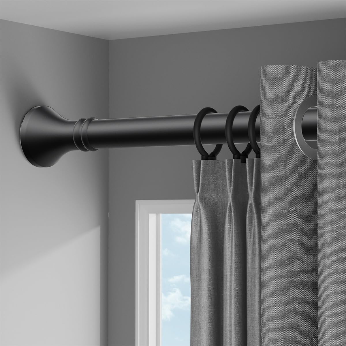 Verstellbare Gardinenstange, erweiterbare Metallstange, 40500 cm, ohne Bohren oder Schrauben, ideal für Badezimmer, Schrank, Fenster, Raumteiler (Schwarz, 70120 cm)