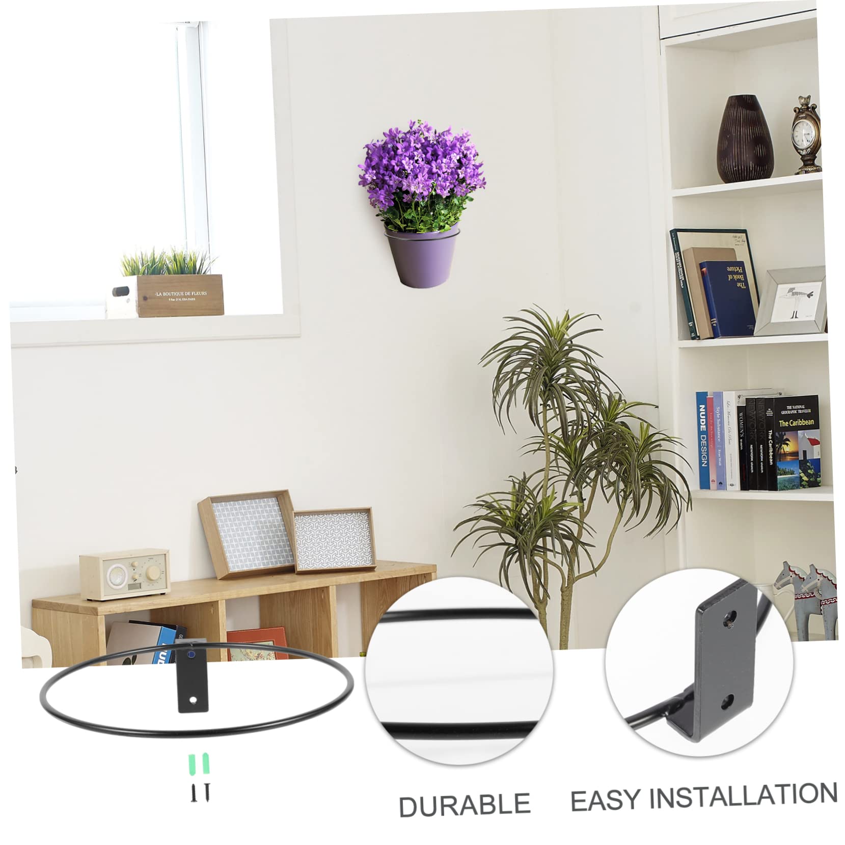 Portavasi Da Parete In Ferro – Set Di Supporti A Anello Per Fioriera – Mensola Per Giardinaggio Verticale Per Balcone, Interno Ed Esterno - 2