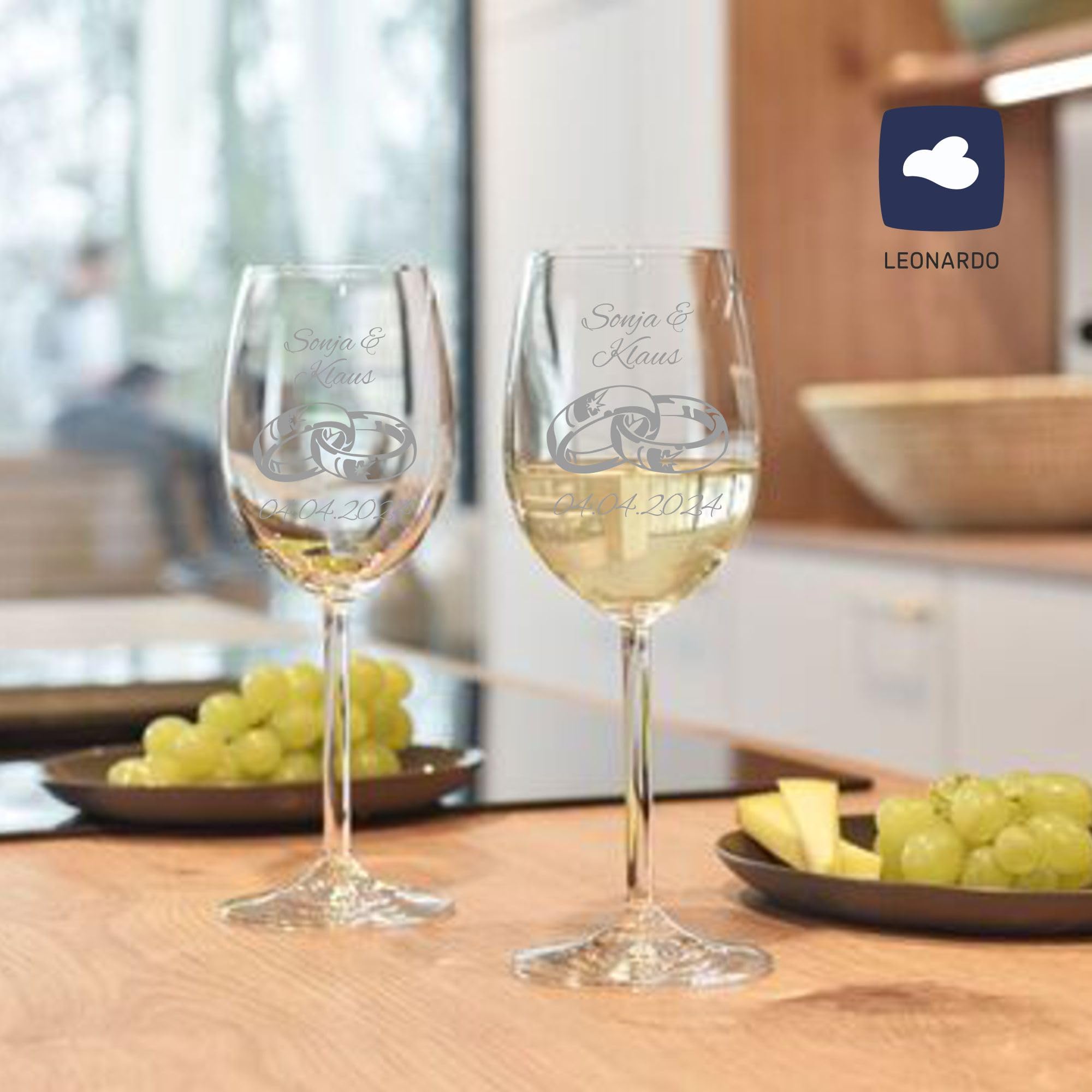 laser-diele Geschenk zur Hochzeit – Wein Geschenksets – Weinglas mit Gravur – Geschenke für Paare – Weißwein – Ringe