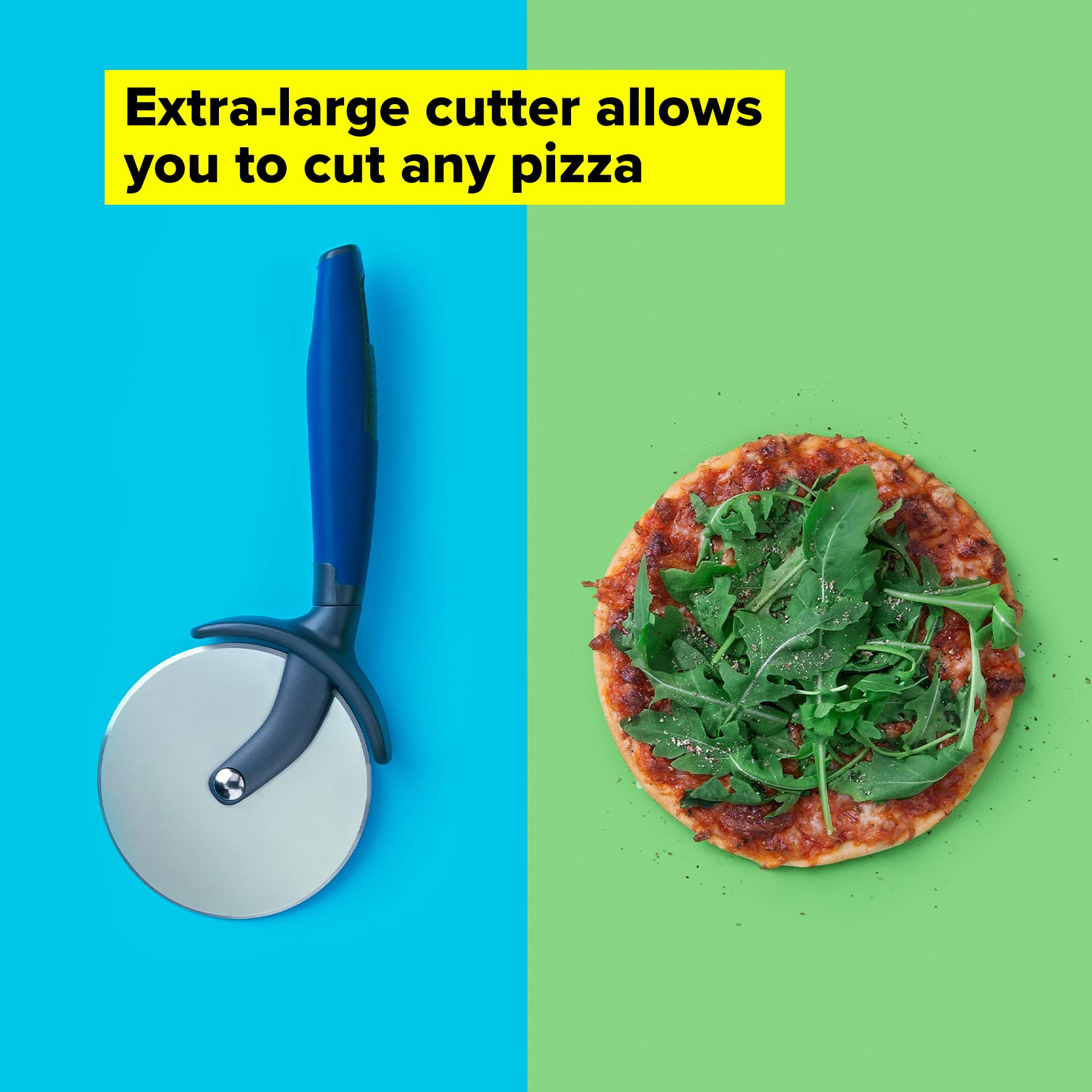 TASTY XXL Pizzaschneider Mit Soft-Touch-Griff – Rostfreier Edelstahl, Spülmaschinengeeignet, Inkl. Fingerschutz