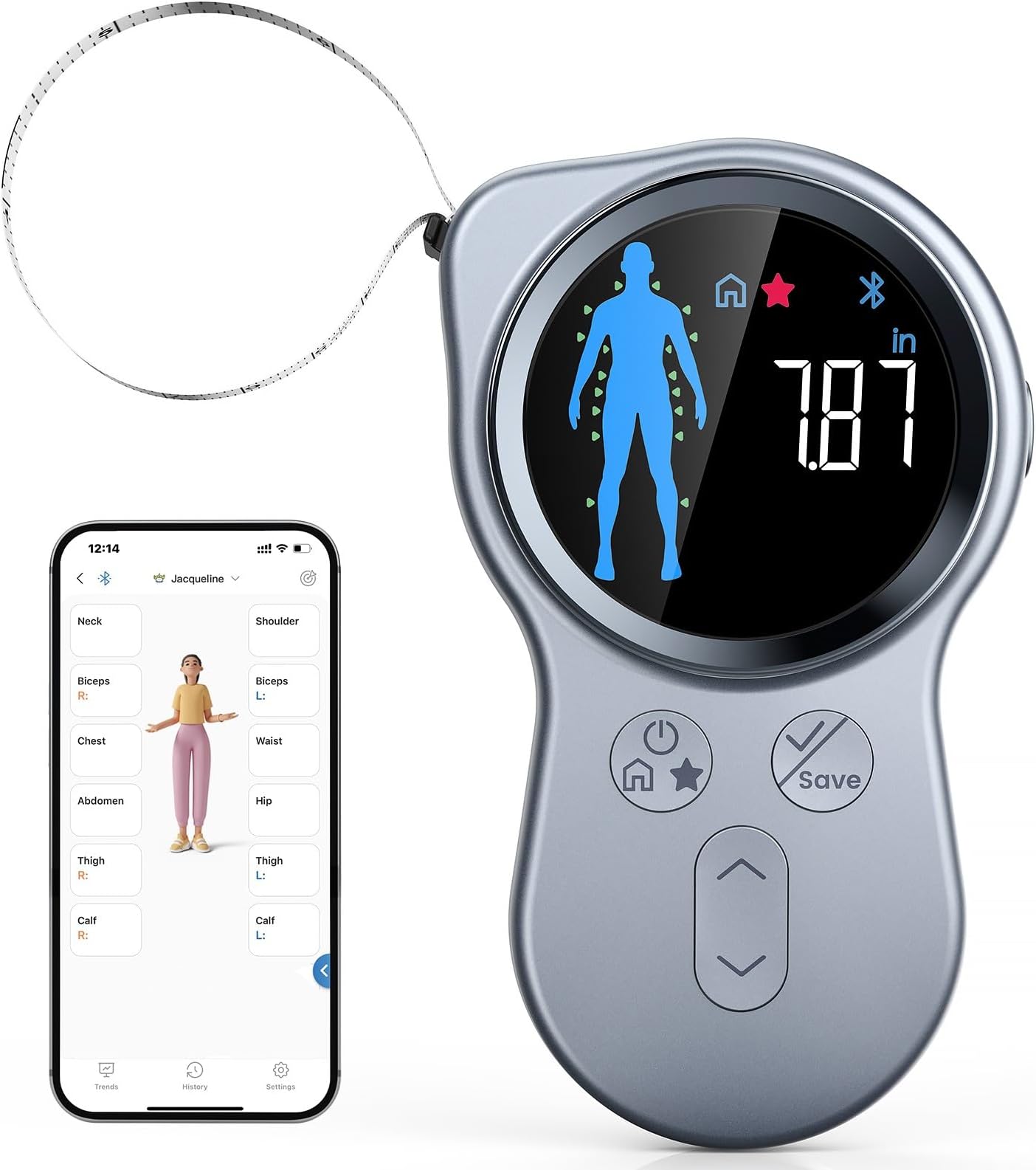 Upgraded Body Measure Tape - Enhanced Tool for Monitoring Weight Loss, Muscle Gain, and Fitness Progress, Digital Smart Retractable Tape Measures in Both Inches and Centimeters with Precision