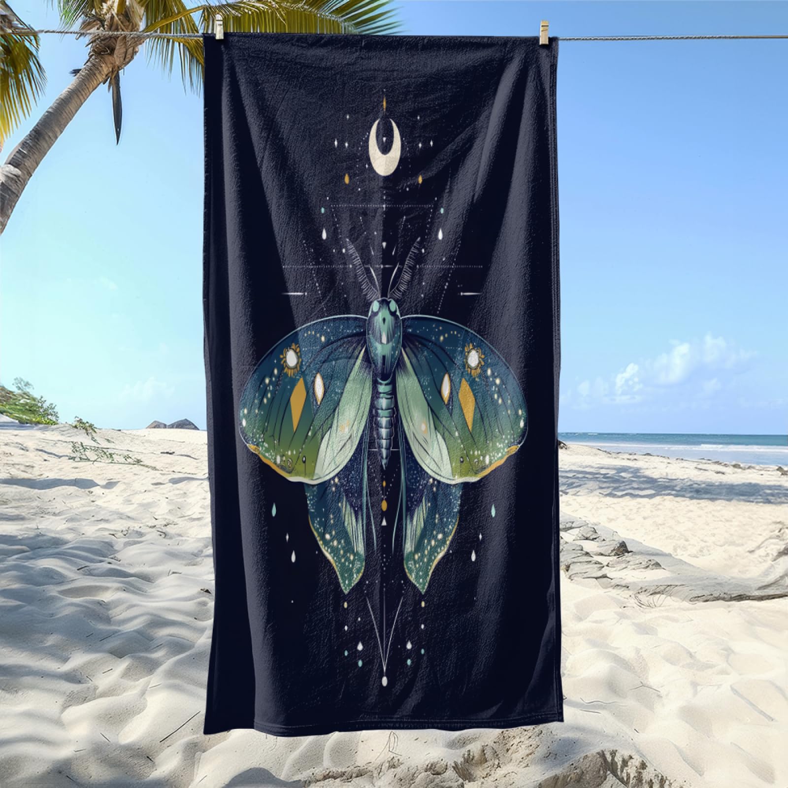 Toalla Playa Insecto Azul Marino Toalla Playa Grande Piscina Microfibra Toallas Baño Sin Arena Beach Towel Absorbente Secado Rápido Toallas de Baño Ducha para Viajes,Natación,Camping 200x220cm