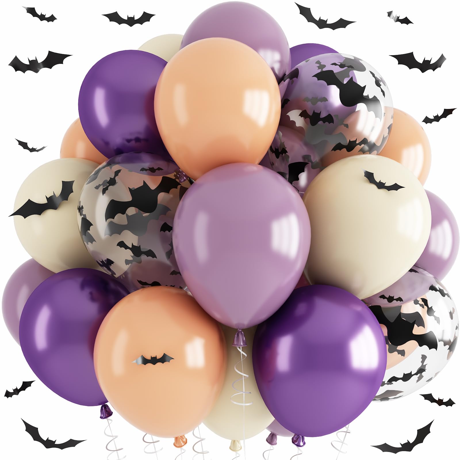 Halloween Balloons Pastel Spooky Balloon with 3D Bats for Baby Shower