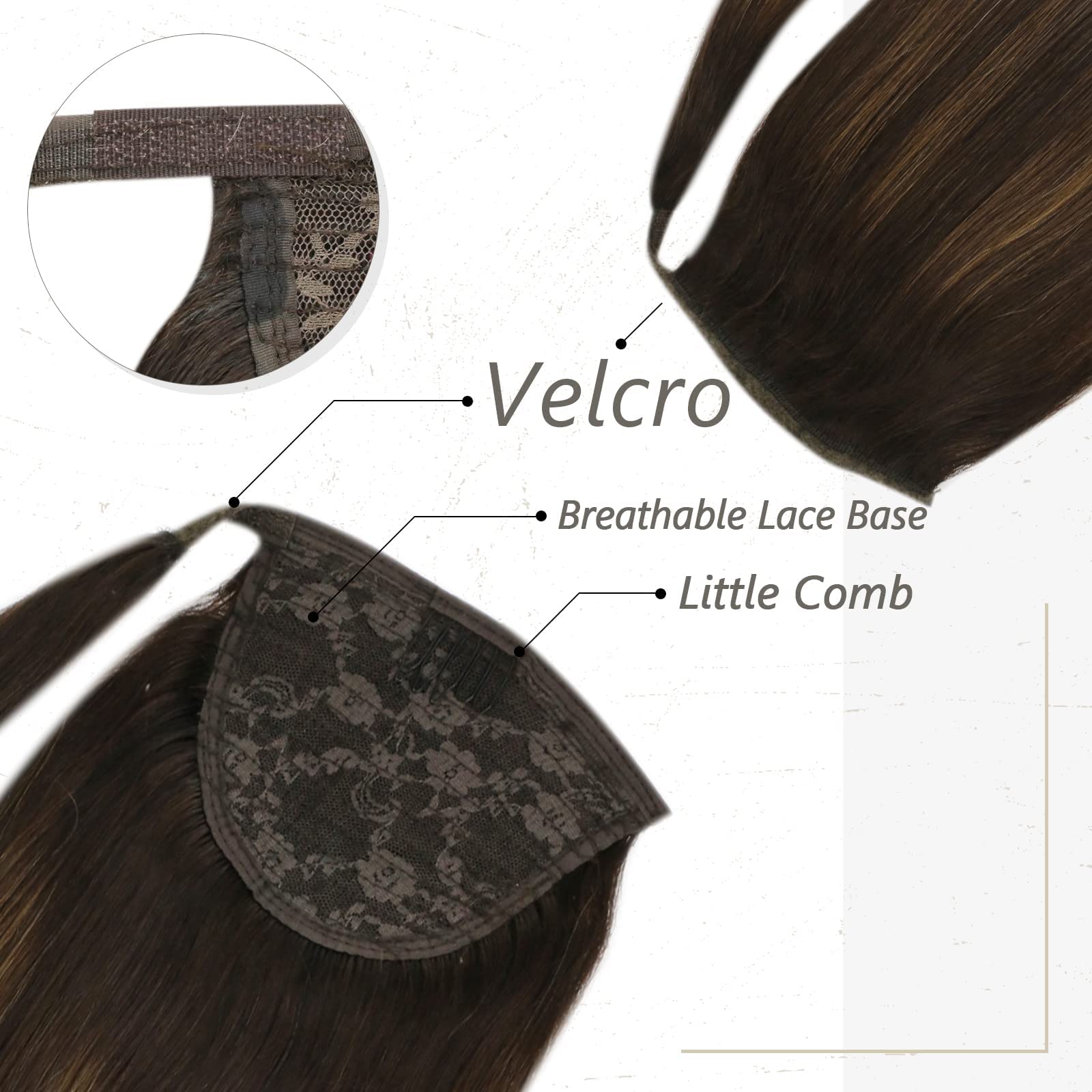 Buy VeSunny Ponytail Human Hair Extension Dark Brown Ombre Chestnut