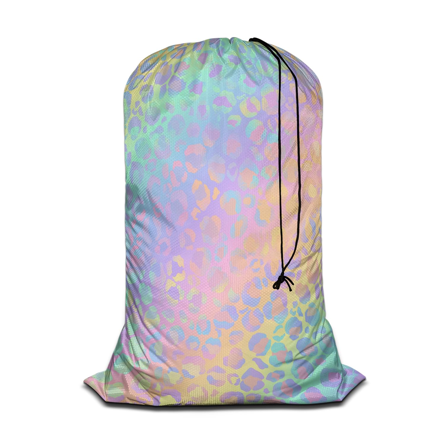 Swono Leopard Print Drawstring Portable Large Capacity Laundry Bags Animal Fur Spots Pattern Mammal Wildlife Storage Baskets for Bedroom, Bathroom, Dorm, Dining Room