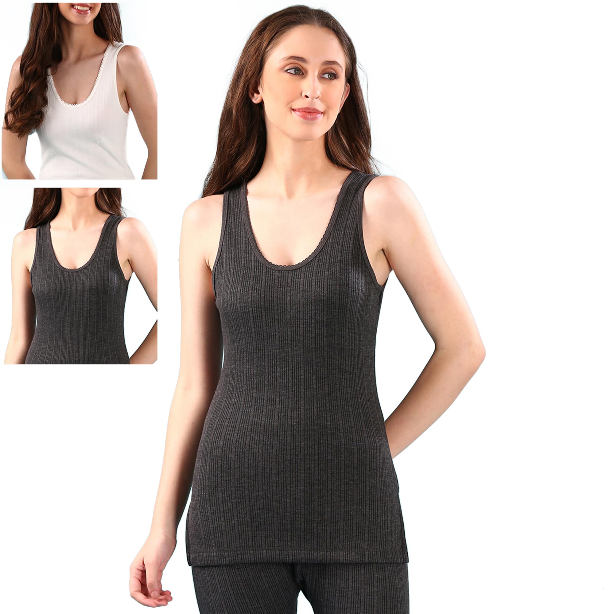 Dixcy Scott Slimz Women’s Thermal Camisole Top| Body Warmer Heat Trap Technology|Enhanced Flexibility|Layering Compatibility| Sweat Absorption |Deep Neck Ideal for Layering (Pack of 2)-image-32