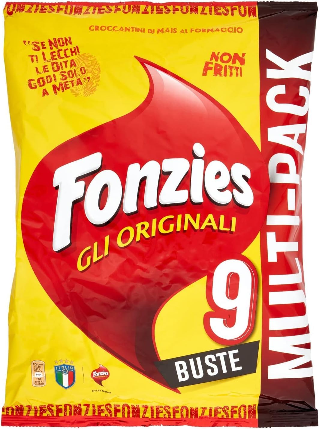 Fonzies Gli Originali Croccantini di Mais al Formaggio Cotti al Forno Multipack 9 Buste 211g