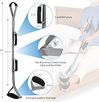 Vista 5 de Correa de levantamiento de piernas de 39 pulgadas de largo con asas acolchadas y bucle para el pie, levantador rígido de piernas para recuperación