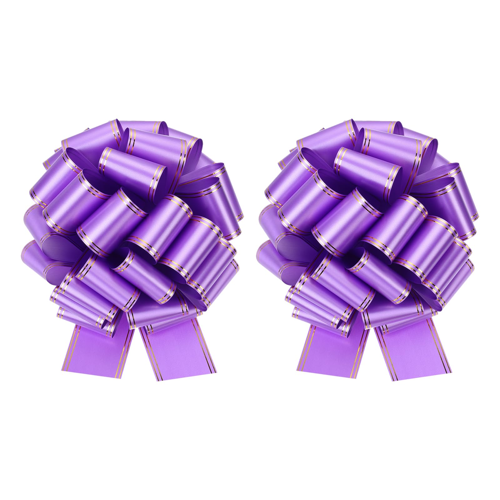 sourcing map 2 Pcs 14 Inch Giant Large Pull Bow Big Metallic Car Bows Ribbon with Gold Edge for Wedding Presents Gift Wrapping Christmas, Purple โ image 1