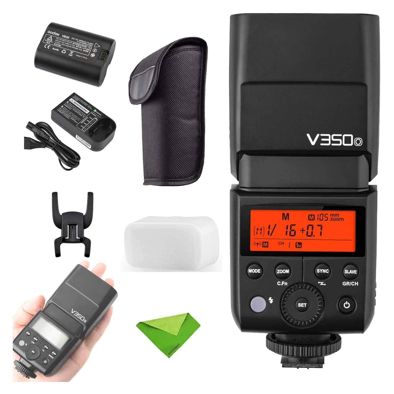 Godox V350O TTL Flash for Olympus Panasonic GN36 1/8000s HSS Camera Flash w/ 2000mAH Battery 500 Times Full Power Flash 0.1s-1.7s Recycle Time for Olympus Panasonic Camera (V350-O)-image-18