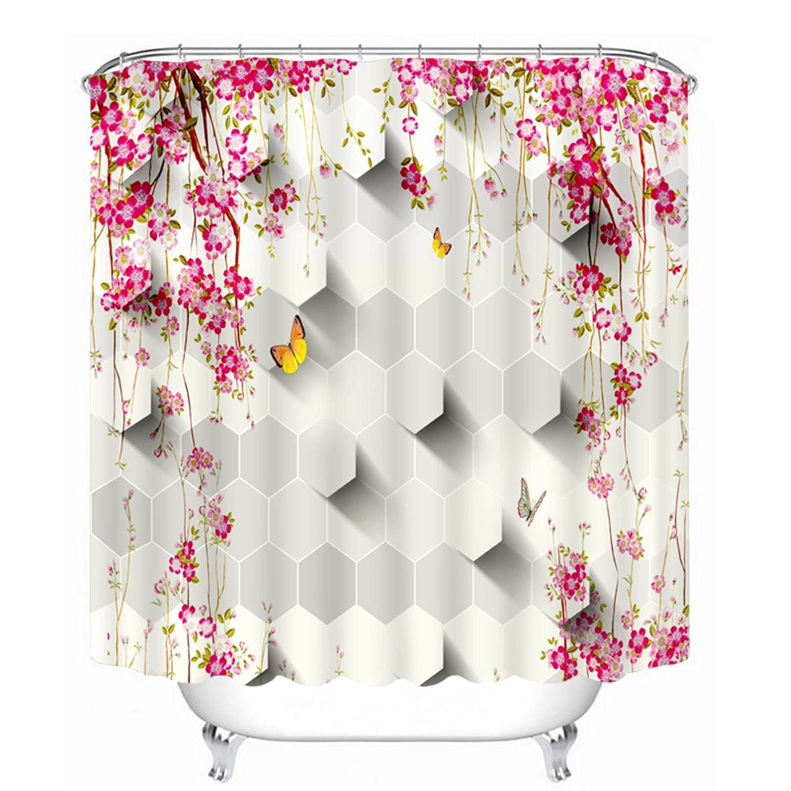 Rideau de douche japonais anti éclaboussure 200x180 fleurs de vigne