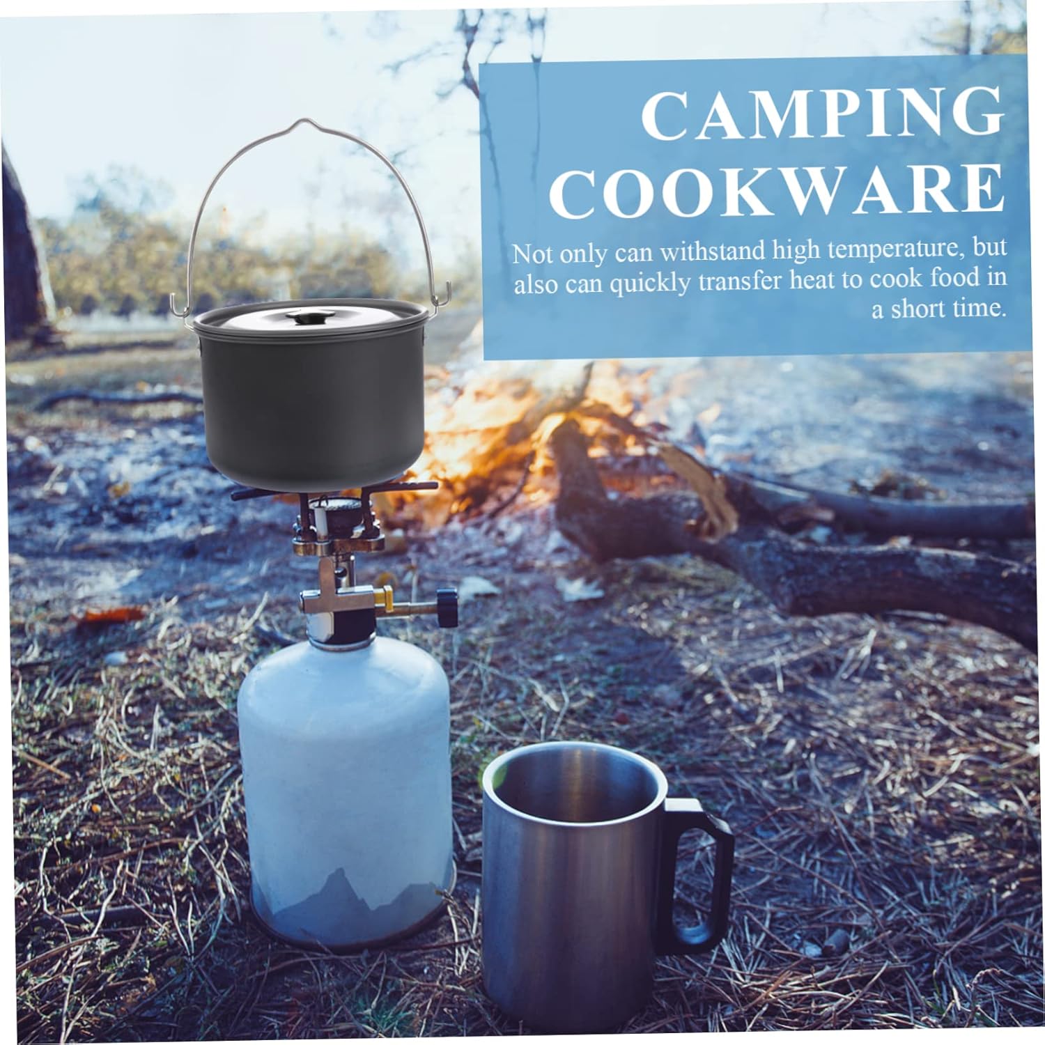BESPORTBLE Outdoor Camping Kettle 4l Aluminum Saucepan Lightweight Non-Stick Pot for Camping for Hiking Backpacking and Picnics