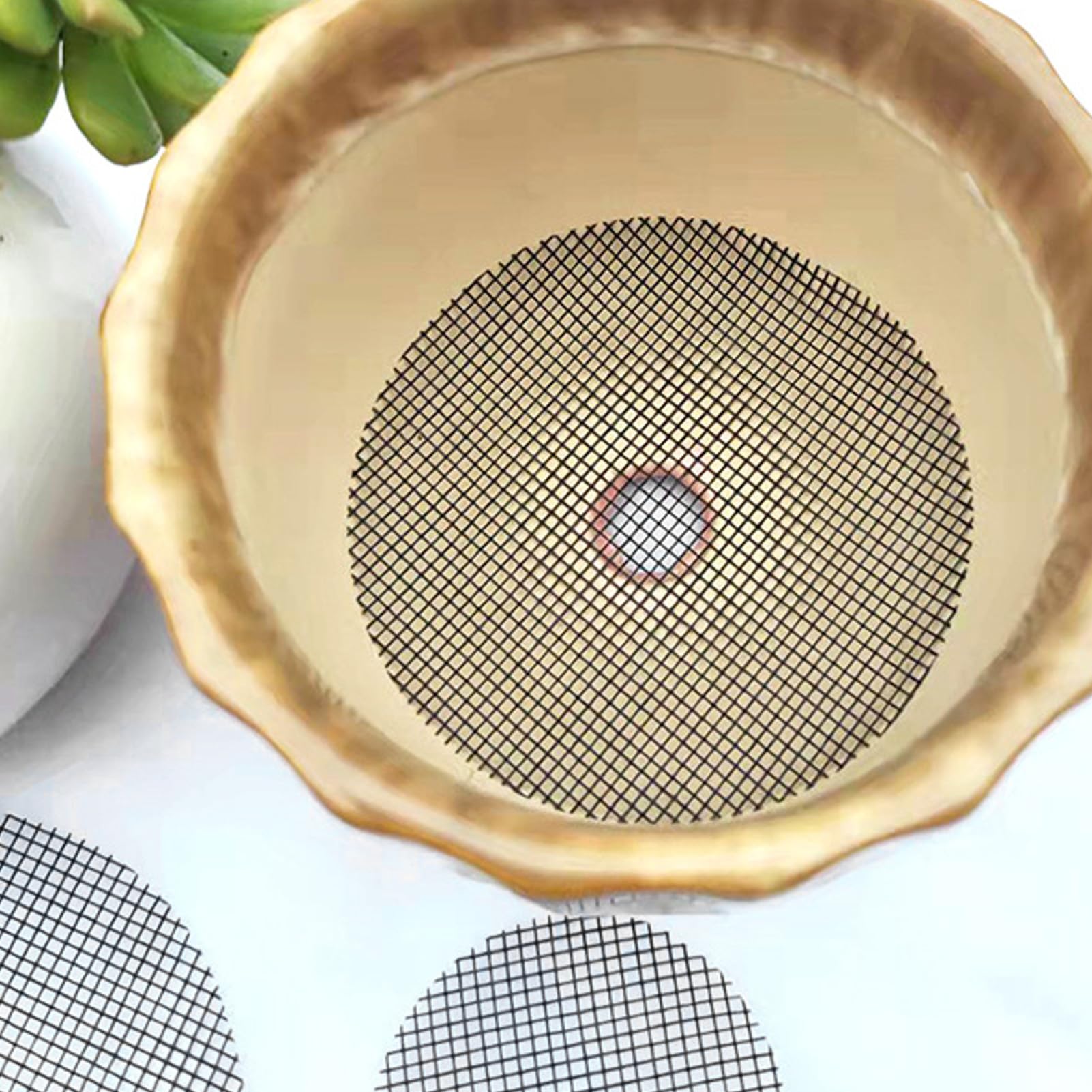 400pcs Flower Pot Grid Pads, Breathable PP Drainage Grid Mat with Round Bottom, Prevent Soil Loss for Garden Supplies