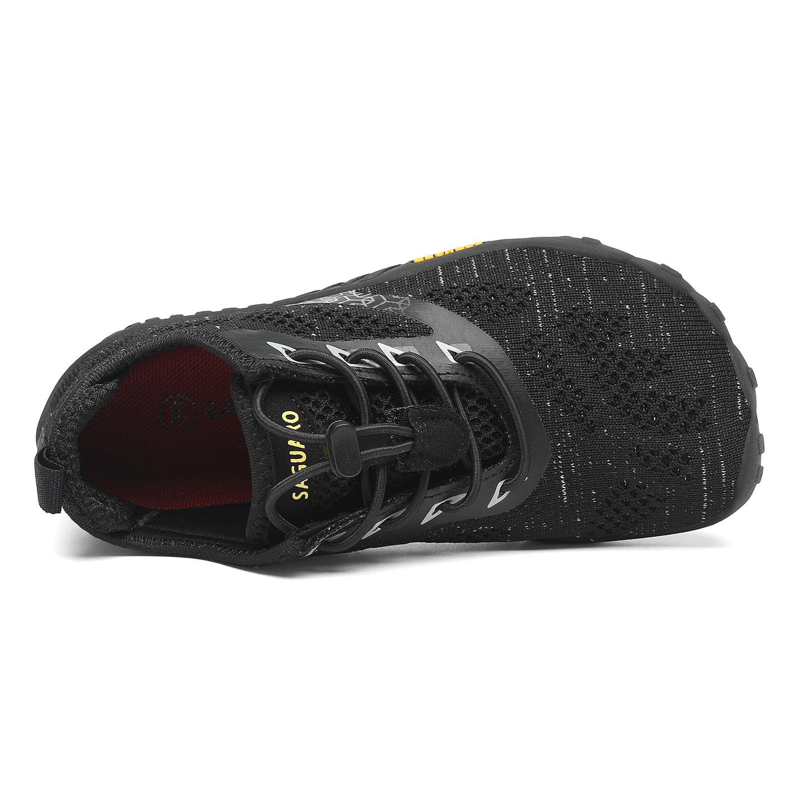 SAGUARO Dziecięce buty do noszenia bez skarpet, oddychające, antypoślizgowe, lekkie, miękkie buty sportowe, buty do biegania, rozmiary 24-36, czarny, 25 EU