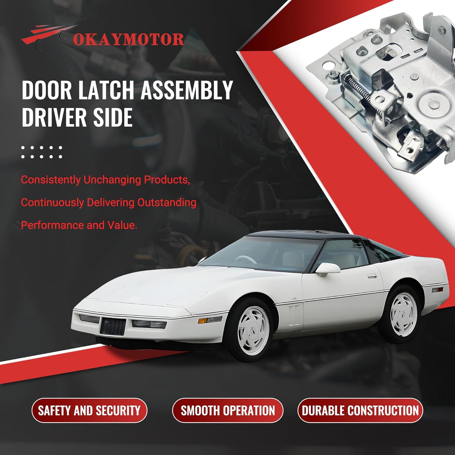 Door Latch Assembly Left Driver Side for 1980-1988 Chevy Corvette Camaro GMC Caballero Buick Cadillac Oldsmobile GMK403544480L 403544480L