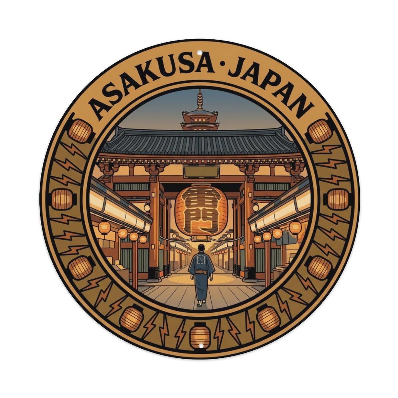 Kaminarimon Asakusa City Landmark Street Market Castle Metal Tin Sign