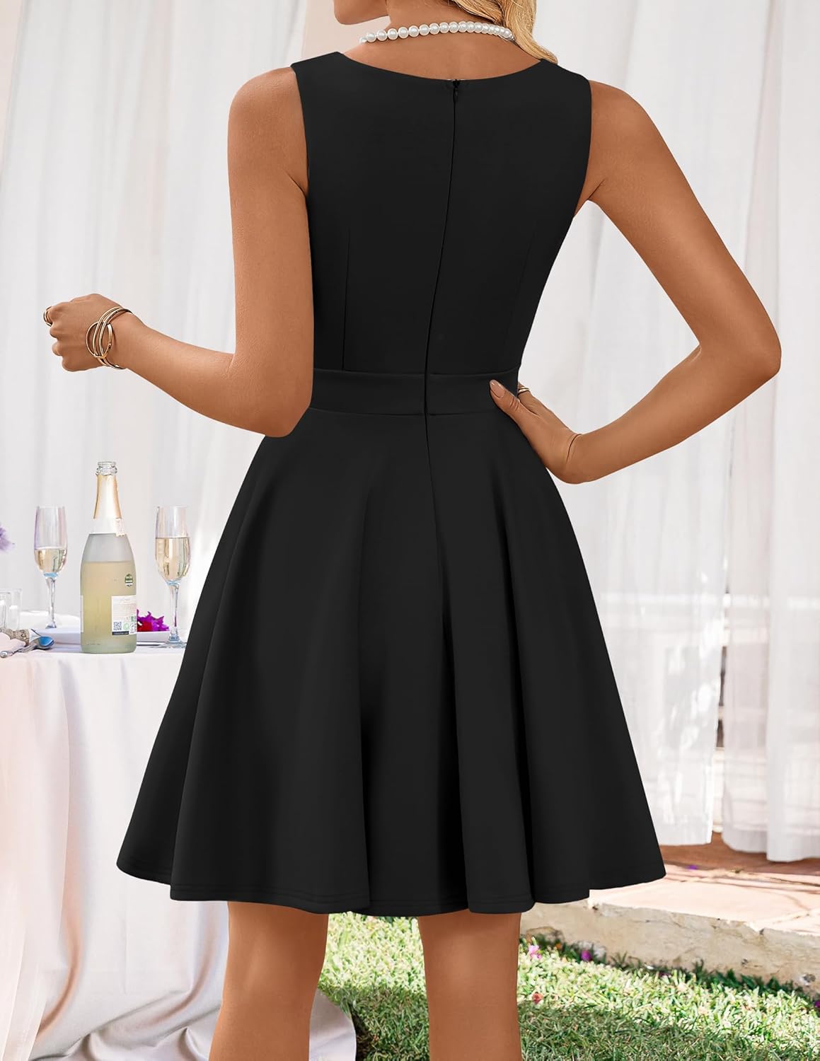 ZESICA Womens Summer Cocktail Party Mini Dress 2026 Spring Elegant Sleeveless Crewneck A-Line Short Date Night Prom Dresses - Image 4