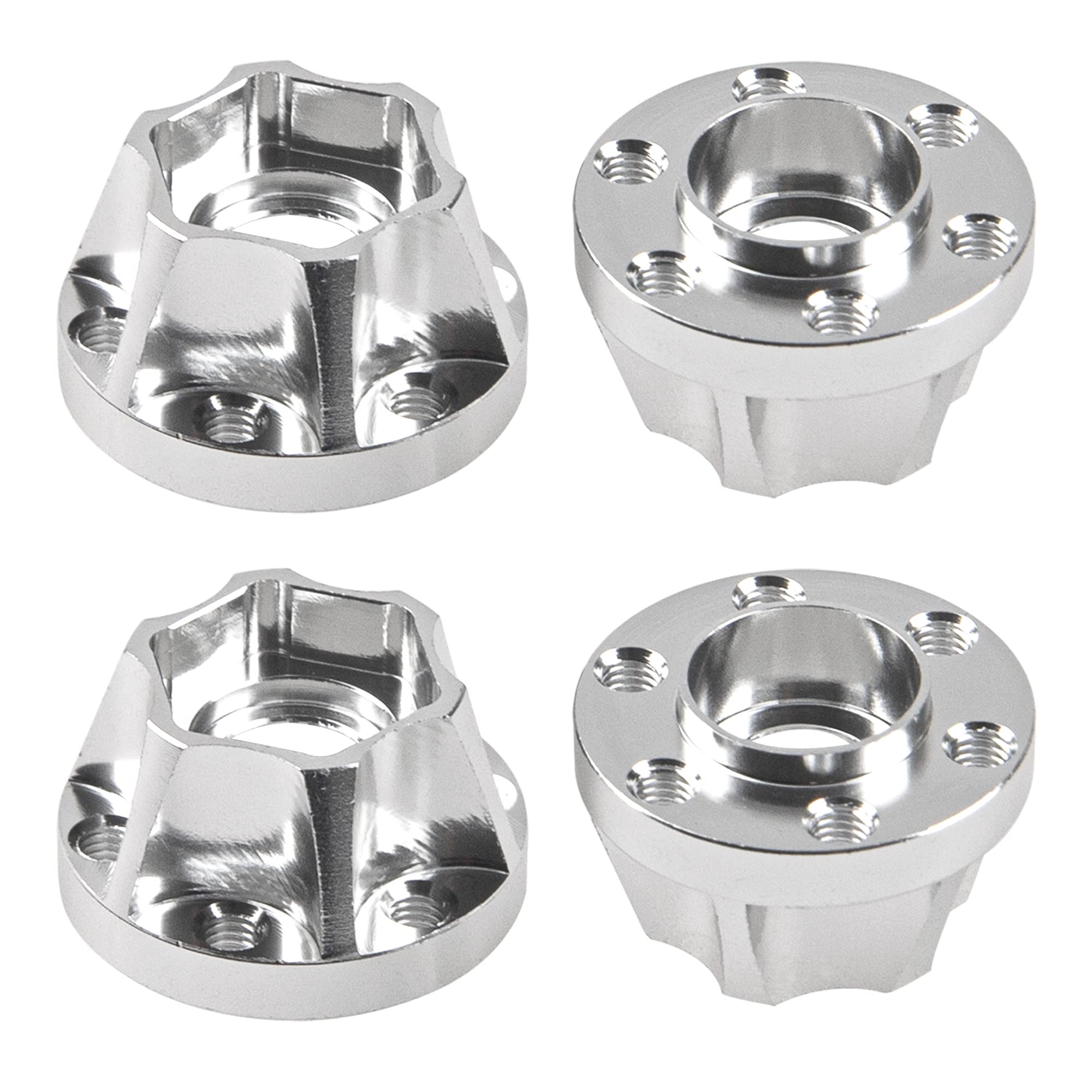 Vgoohobby Metal RC 12mm Wheel Hex Hub Extension Combiner Compatible with 1.9/2.2inch Wheel Rim Axial SCX10 Traxxas TRX4 D90 1/10 RC Crawler (12mm, Silver)