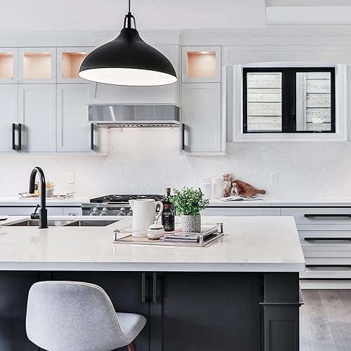 Miniatura 9 de Paquete de 6 tiradores de gabinete de 7.5 pulgadas en negro mate y dorado, manijas moleteadas para gabinetes de cocina, tiradores de cajón,