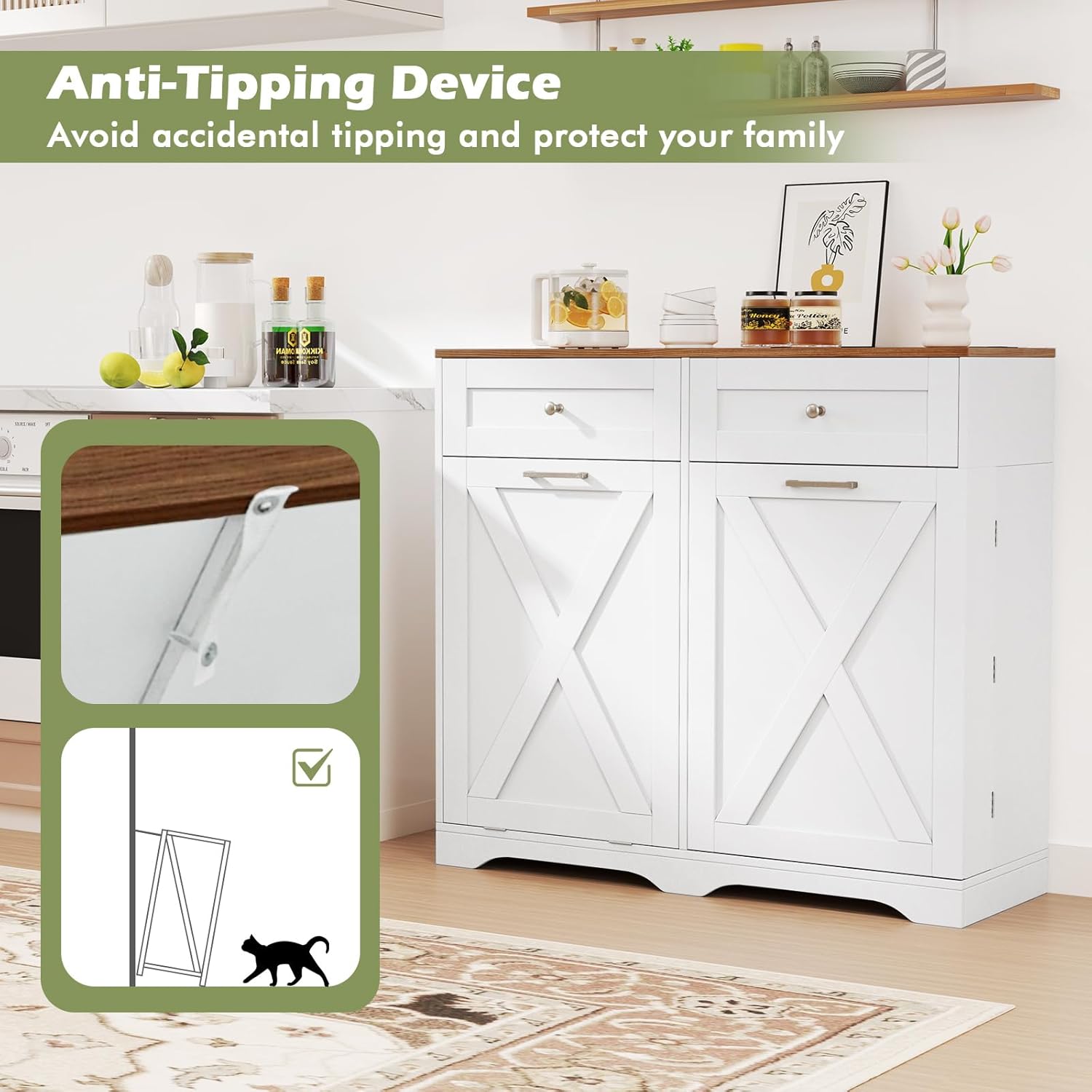 Anti-tipping device installation on LOKO cabinet