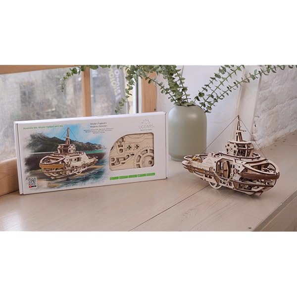 Ugears mechanischer Schleppschiff 3D Puzzle Kit Bewegliches Schlepper Holzpuzzle Bastelset und Denkaufgabe für… – Bild 8