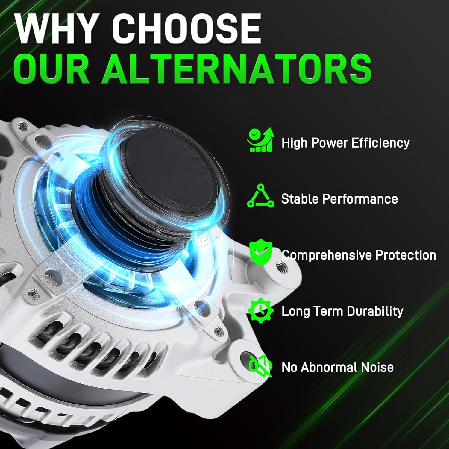 HS7Z-10346-A Alternator Fit for Ford Fusion 2013-2020 L4 1.5L 1.6L 150A 12V CW 6-Groove Decoupler Pulley DS7Z-10346-D GL-8679