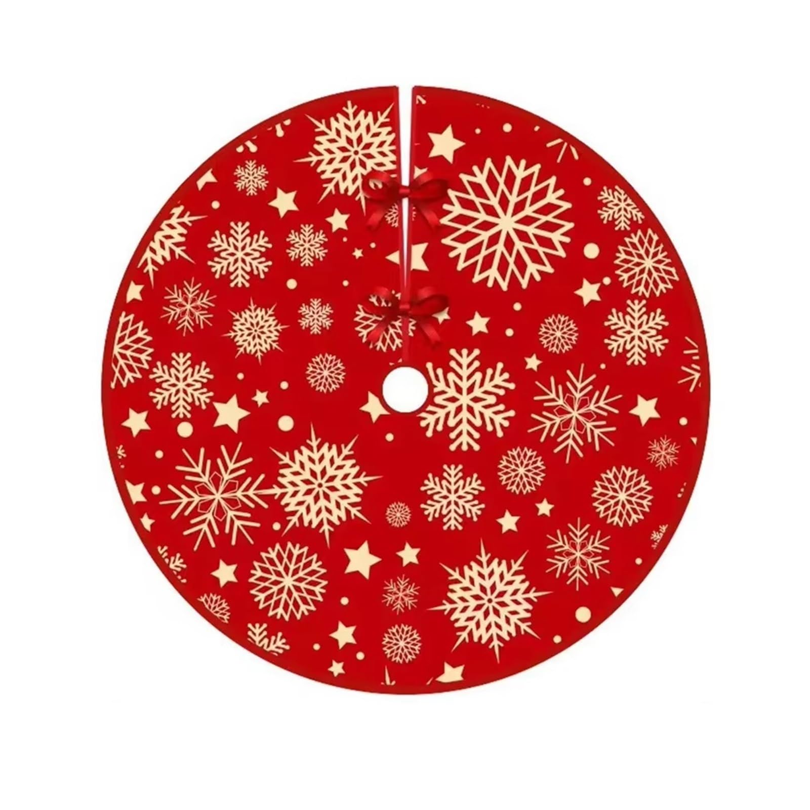 tappeto albero di natale Tappeto for albero di Natale con fiocco neve rosso e stella, decorazione for la casa il soggiorno(Diameter 120cm)
