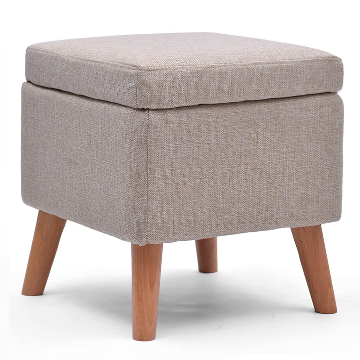 Amazon｜亜麻収納スツール、四角椅子収納ボックスソファーオットマン